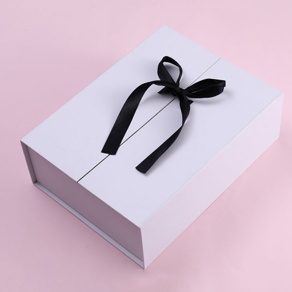 Black & White Double Door High-End Gift Boxes With Ribbon