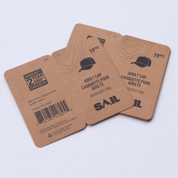 Brown Kraft Paper Hat Folded Hang Tags Customized