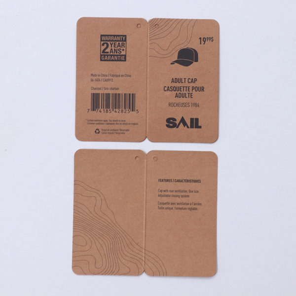 Brown Kraft Paper Hat Folded Hang Tags Customized