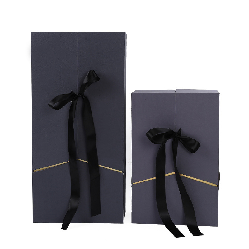 Hand Made Flowers Double Door Flap Boxes With Ribbon for Packaging